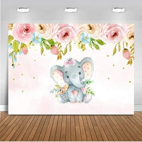 Elephant Baby Shower Backdrop Pink Elephant Floral Birthday Elephant Baby Shower Backdrop Pink Elephant Floral Birthday