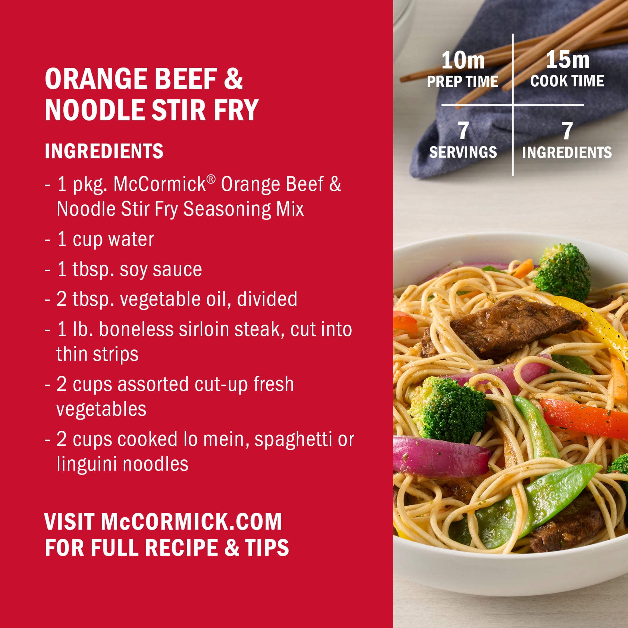 (12 pack) McCormick Orange Beef & Noodle Stir Fry Seasoning Mix, 1.25 oz Packet