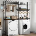 thumbnail image 2 of Heavy Duty Laundry Shelf, 5-Tier Over Washer Dryer Organizer with Wire Basket & Hanging Hook, Adjustable Drying Rack for Bathroom Bedroom, Black, 2 of 6