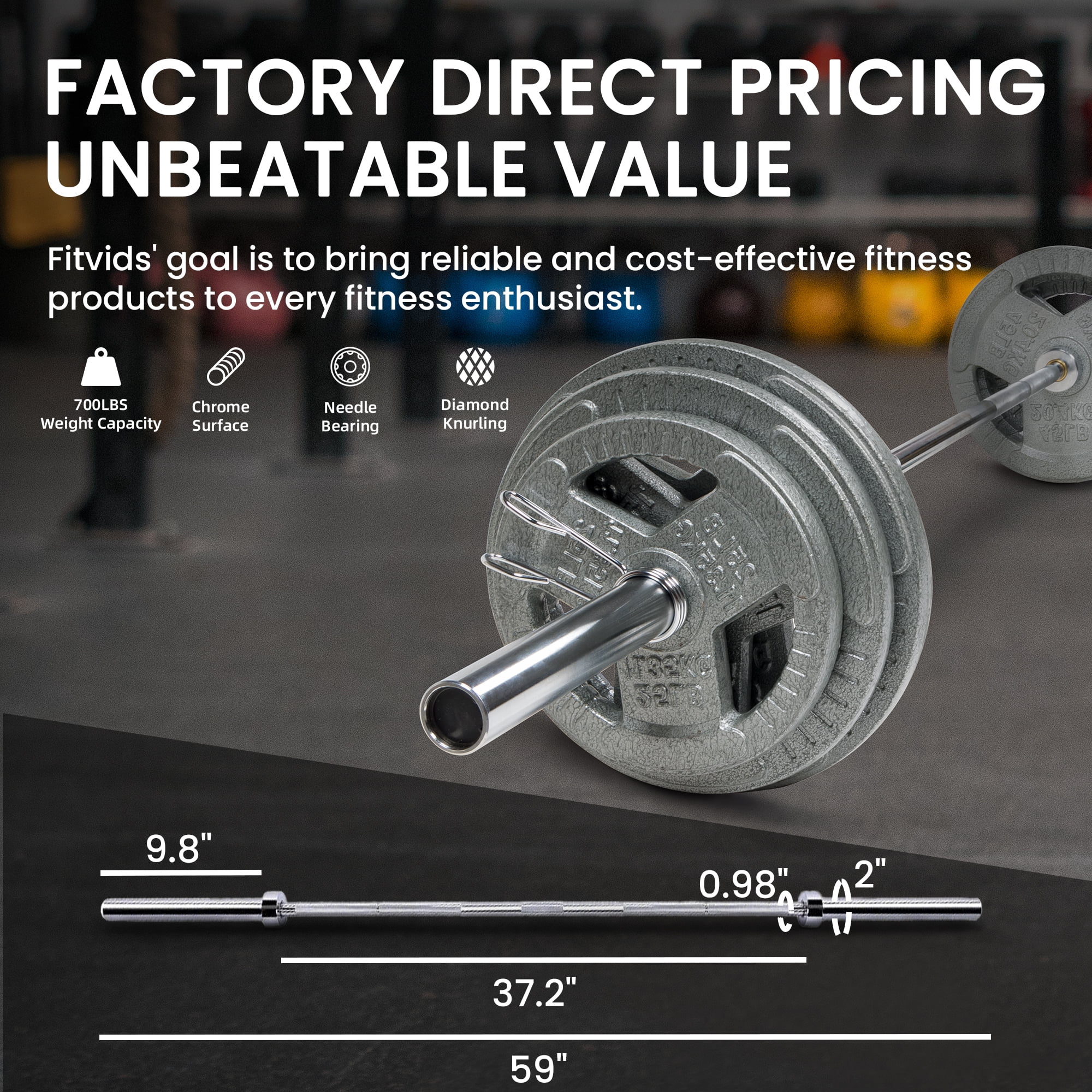 FlexWave Cast Iron Barbell Set, 50-170 LBS Weight Plates with 6FT or 7FT Barbell, 1-Inch & 2-Inch Options, Multiple Package