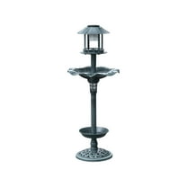 Birdbath Vintage Green Solar Lighted Pedestal Bird Bath Garden Fountain Planter Decoration Accents