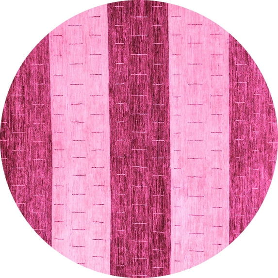 Ahgly Company Indoor Round Abstract Pink Modern Area Rugs, 4' Round