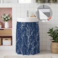 thumbnail image 4 of Dark Blue Botanical Cabinet Curtain 28"W x 51"L, Vintage Floral Plants Branch Dust-Proof Privacy Curtain for Closet Shelves Self Adhesive, Sink Skirt for Bathroom Vanity Kitchen Laundry Room, 4 of 9