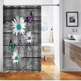 thumbnail image 4 of White Daisy Shower Curtain, Blooming Floral Teal Purple Butterfly Country Vintage Grey Wooden Board Barnwood Rustic Farmhouse Bathroom Decor, Waterproof Fabric Shower Curtain, 72 X 72 Inch, 4 of 5
