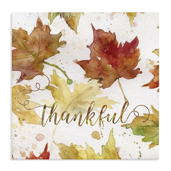 Stupell Industries French Country Thankful Fall Leaves Canvas Art, 17 x 17, by Carol Robinson