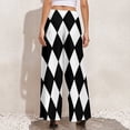 thumbnail image 3 of Check Print Pants High Waist Black and White Contrast Casual Trousers Streetwear Printed Wide Pants, 3 of 6