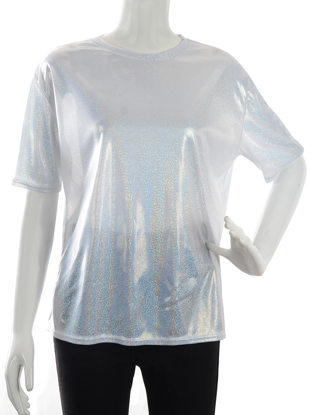 Women's Holographic Metallic Shirt Ultra Soft Top Glitter Party Disco Blouse - image 2 of 6
