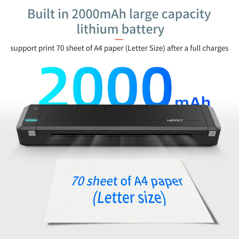  HPRT MT800 Thermal Transfer Portable Printer Support 8.5 X 11  US Letter & A4 Paper Bluetooth Wireless Travel Printer Compatible with  Android and iOS,Suitable for On The Go : Office Products