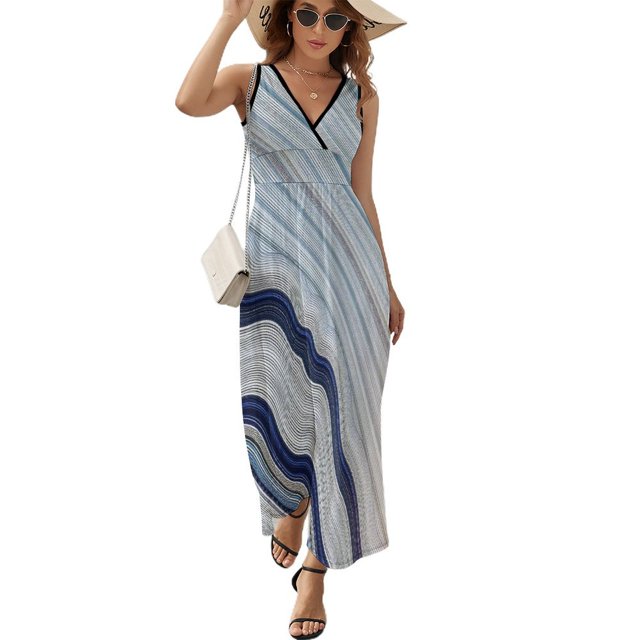 Irregular Stripe Vestido Sin Mangas , Vestidos De Lujo Para Ocasiones Oficiales