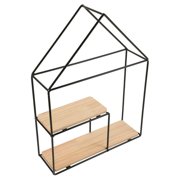 PAMINGONO 1Pcs Wall Ledge And Shelves Floating Iron Wood For Home Office 11.8x9.6x3.1in