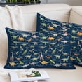 thumbnail image 2 of Blue Dinosaur Throw Pillow Covers, Vintage Letters Farm Animals Soft Breathable Pillow Cases with Invisible Zipper for Sleeping, Small Pillowcases for Couch Bed Sofa Chair 16x24 Inches, 2 of 9