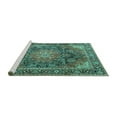 thumbnail image 2 of Ahgly Company Machine Washable Indoor Round Medallion Turquoise Blue Traditional Area Rugs, 8' Round, 2 of 4