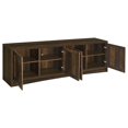 thumbnail image 4 of Benjara 78" Donna 3pc TV Stand Cabinet Wall Unit- 2 Media Tower- Brown, 4 of 6