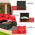 thumbnail image 6 of Costway 5PCS Outdoor Patio Rattan Furniture Set Sectional Conversation W/Red Cushions, 6 of 12