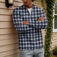 thumbnail image 7 of Men's Plaid Waffle Knit Sweatshirt Quarter Zip Pullover Stand Collar Long Sleeve Loose Fit Casual Sweatshirt For Fall Winter Daily Wear, S, 7 of 7
