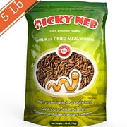 PICKY NEB 100% Non-GMO Dried Mealworms 5 lb - Whole Large Meal Worms Bulk - High-Protein Treats Perfect for Your Chickens, Du