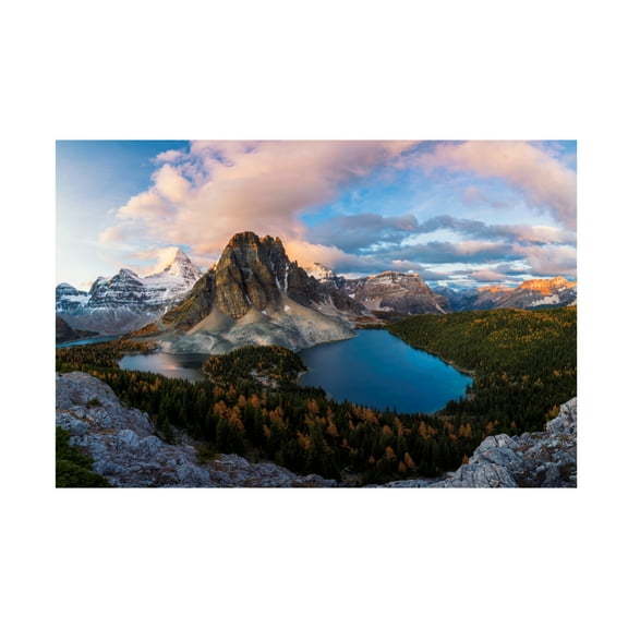 Canvas Wall Art - Jenny L. Zhang 'Sunrise At Mt Assiniboine' Wall Art for Living Room, Bedroom, or Office Décor by Trademark Fine Art - 19 x 12 Inches