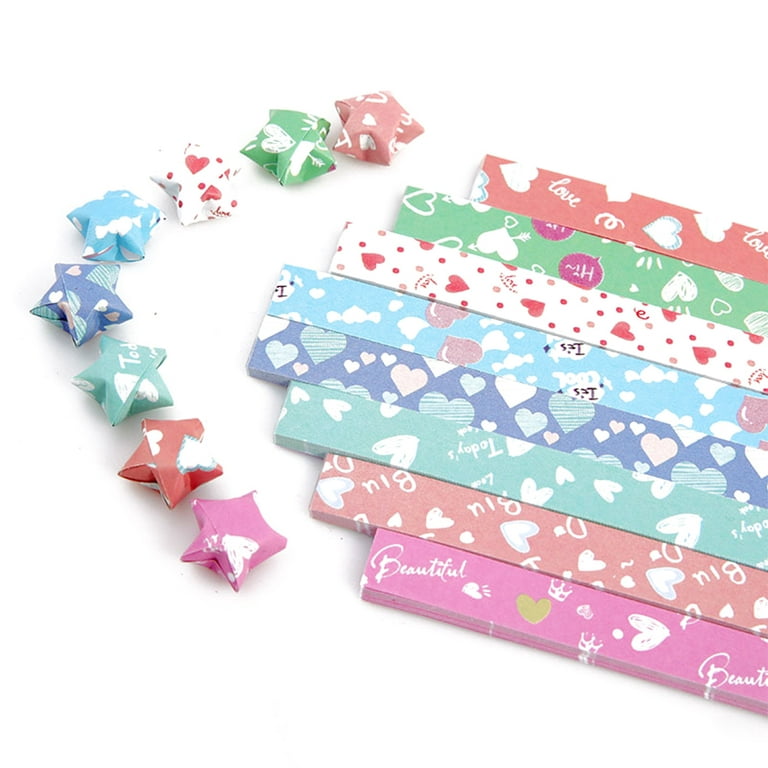 MingQiEven 2240 Sheets Origami Star Paper Strips with 4 Different Designs of Cute Cartoon Origami for DIY Handcrafts, School Teaching Origami Star