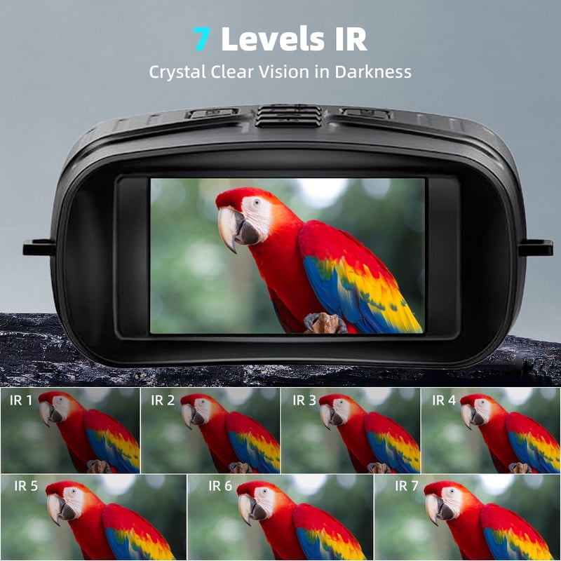 AMBLER Night Vision Goggles - 4K Binoculars 5000mAh Battery, 32GB TF Card 3" HD Screen for Camping Security, Black