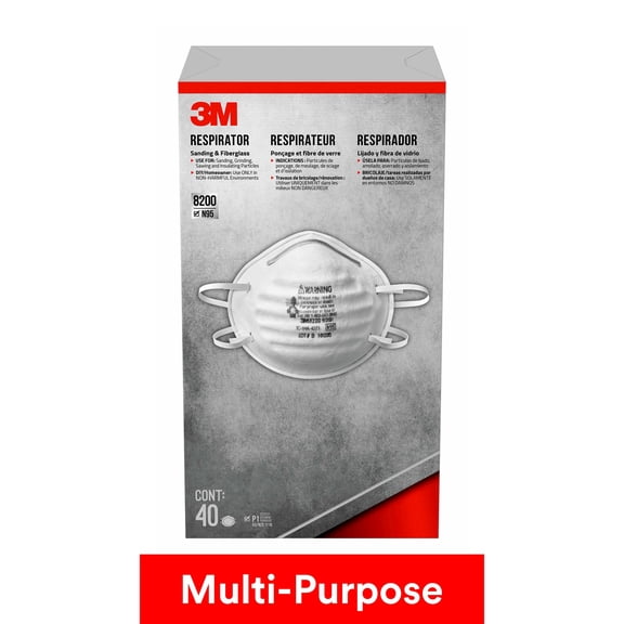 3M™ N95 Particulate Respirator, Multi-Purpose, 8200, 40-Pack