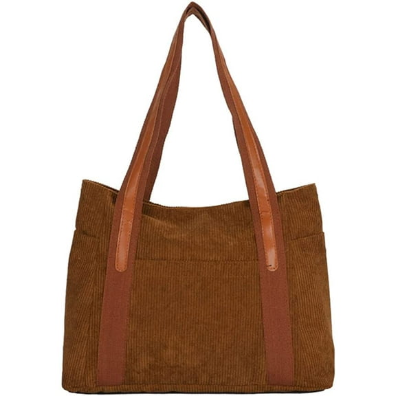 CoCopeaunts Women Tote Bag Fashion Large Corduroy Handbag Shoulder Bag Students Plain Hobo Bag
