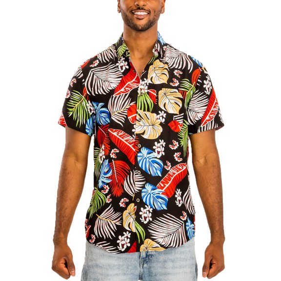 Men Hawaiian Shirt Vacation Short Sleeve Casual Button Down Shirts Summer Beach Shirt