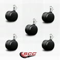 thumbnail image 2 of 2 Inch Office Chair Casters Nylon Twin Wheel 7/16” Grip Ring Stem Set of 5 SCC, 2 of 2