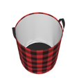 thumbnail image 3 of Fotbe Buffalo Plaid Red Black Laundry Basket with Handles, Waterproof Large Laundry Hamper, Wash Bag for Corner Dorm, Rolling Laundry Basket with Handles-Small, 3 of 8