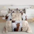 thumbnail image 2 of Homewish Animal Cattle Print Full Size Comforter Sets 3-Piece for Teenagers,Retro Vintage Aesthetic Bedding Comforter Set,Geometric Plaid Grid Patchwork Lightweight Bedding Sets, 2 of 8