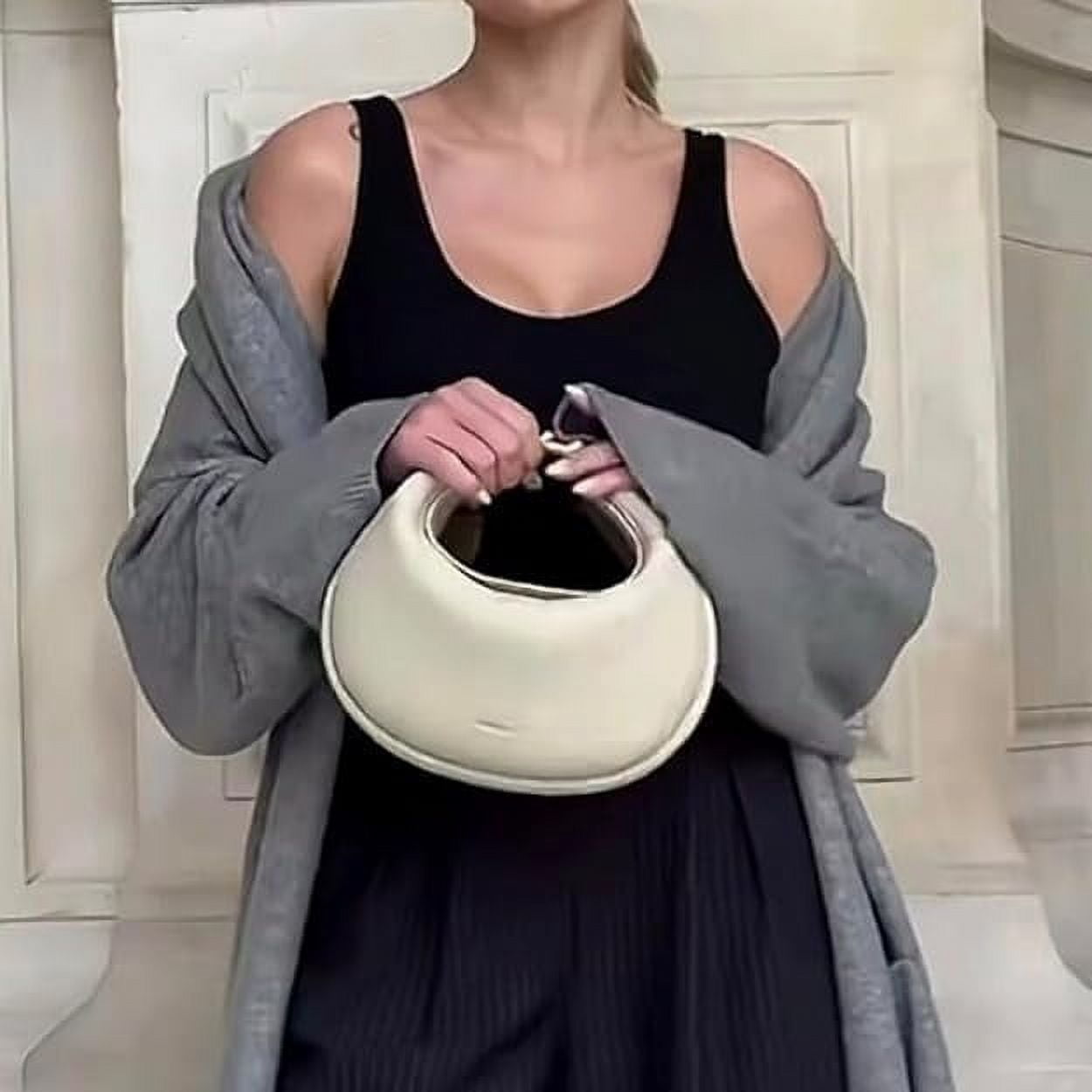 PU Leather Crescent Bag Crossbody Purses for Women Luna Bag 4 In 1 Cute Shoulder Bag Half Moon Bag Hobo Clutch Purse