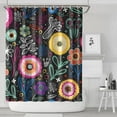 thumbnail image 2 of Extra Long Boho Shower Curtain 72x84 Inches - Vintage Floral & Tropical Leaves Pattern, Waterproof Bohemian Bathroom Decor with 12 Hooks, Tribal Rustic Style, 2 of 5