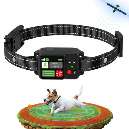 GPS Wireless Dog Fence System, Electric Fence for Dogs with Adjustable Warning Strength, Safe Zone Radius 49-6561Ft, IPX7 Waterproof Wireless Dog Collar