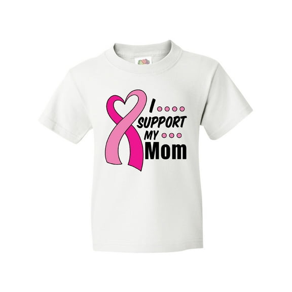 Inktastic Breast Cancer Awareness I Support My Mom with Pink Ribbon Youth T-Shirt