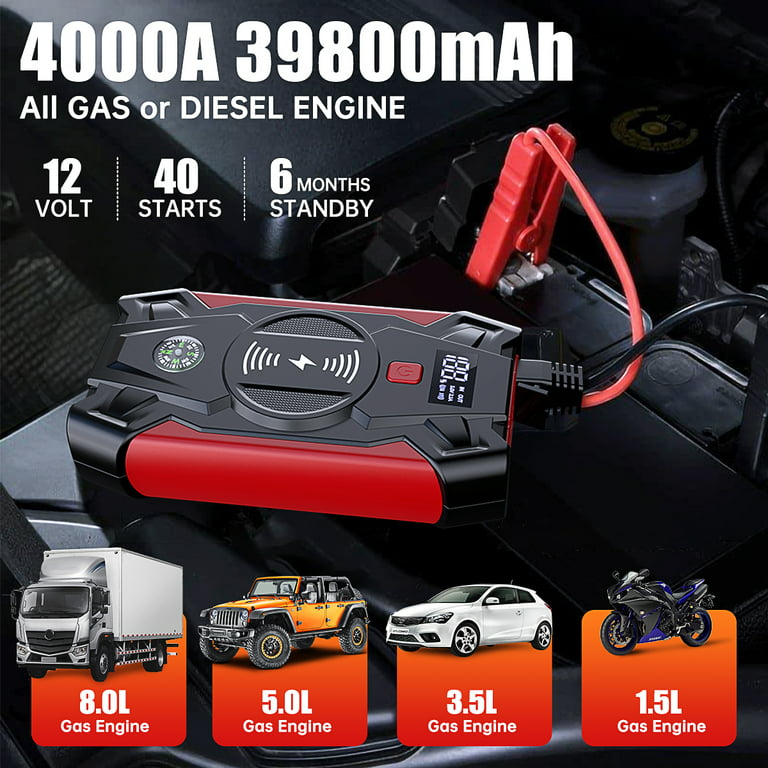 12V 400A Jump Starter Qi Wireless Power Bank Charging With Jump Guide  Assistance - AC530013-1