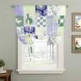 thumbnail image 2 of Spring Floral Checkered Tie Up Curtains 45 Inches Long, Kitchen Window Curtains Over Sink, Sage Green Purple Buffalo Plaid Small Window Curtains Shade Balloon Curtains Valances for Bedroom 34"x45", 2 of 8
