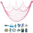 thumbnail image 7 of Coastal Style Fishing Net Wall Display Mesh with Sea Animal Ornaments,40*80in,Nautical Photo Hanging Decor, Vintage Wall Pendant for Bedroom Beach House Home Layout, 7 of 7