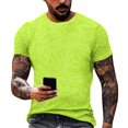 thumbnail image 2 of JULMCOMO Men's Camo Shirts Crew Neck Short Sleeve Soft Comfy Summer T Shirt Loose Fit Casual Pullover Graphic Tees Fluorescent Green S, 2 of 4