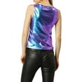 thumbnail image 4 of INSPIRE CHIC Women's Metallic Tank Top Halloween Club Party Shiny Sparkly Holographic Cami Top XL Blue Purple, 4 of 9