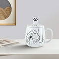 thumbnail image 2 of 16oz Black and White Bulldog Ceramic Coffee Mug with Phone Stand Holder Lid, Modern Line Art Dog Mug, Microwave Dishwasher Safe Cup, Gift for Dog Lovers, 2 of 8