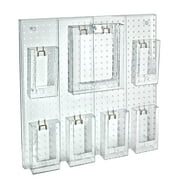 Azar Displays 700675 7 Pocket Multi Tier Wall Brochure Holder: 6 Trifold Size Pockets and 1 Letter Size Pocket Pegboard Wall Brochure Holder