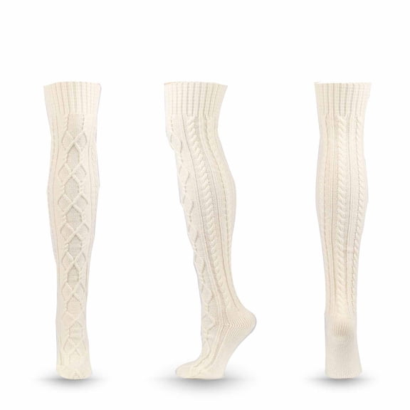 Spring Savings Idoravan Knee Socks for Women Winter Women Striped Solid Color Thickening Knit Over-the-knee Stockings