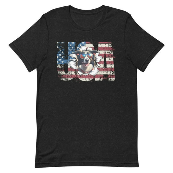 Border Collie 4th July Memorial Day USA (Black Heather, XS)