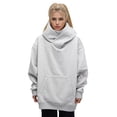 thumbnail image 1 of WEAIXIMIUNG Maternity Sweatshirt Zip High Necked Hooded Spring and Autumn Solid Color Functional Fashion High Street Hop Style Design Loose Fitting Hoodie, 1 of 9