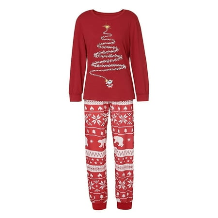 

Christmas Family Holiday Pajamas Matching Set Tree Print Christmas Top Sleepwear Creative Christmas Tree Printed Top and Pants Jammies Sleepwear Christmas Pajamas for Family Matching L Red Mom