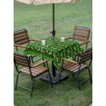 thumbnail image 3 of Outdoor Tablecloth with Umbrella Hole and Zipper, Christmas Reindeer Square Table Cloth 60x60 Inch Waterproof Tablecloth, Xmas Green Plaid Winter Snowflakes Picnic Table Cover for Patio Camping, 3 of 7