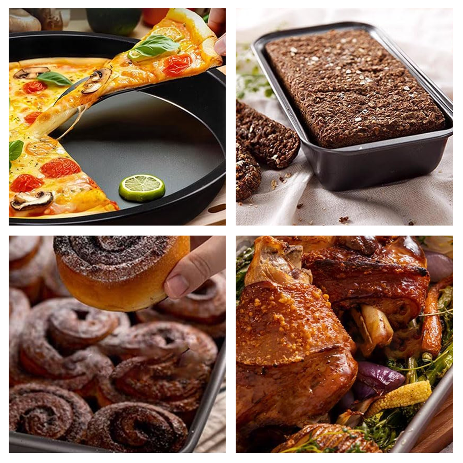 SPORTS JOY 6 Piece Baking Pans Sets for Kitchen,Stackable Nonstick Baking Pans,Carbon Steel Baking Pans Set with Cookie Sheet,Loaf Pan,Square Cake Pan,2 Pizza Pans,Muffin Pan, Dishwasher Safe