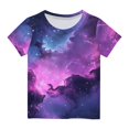 thumbnail image 2 of Spazoro Big Boys Girls Shirts Tee, Short Sleeve Universe Print Crew Neck Graphic T-Shirts Casual Summer Tops for Unisex Purple Size 7 T, 2 of 5