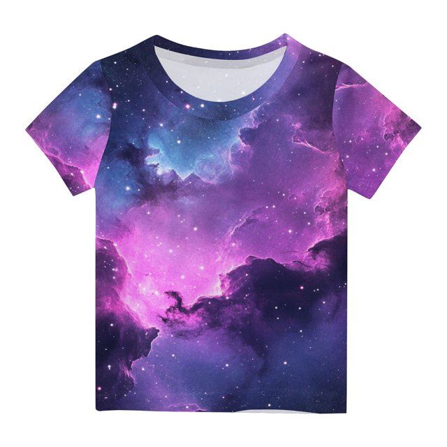 COM1950s Short Sleeve Round-Neck Blouses & Shirts, Children's Short Sleeved Printed Pattern T-Shirt Round Neck Half Sleeved Casual Versatile Top