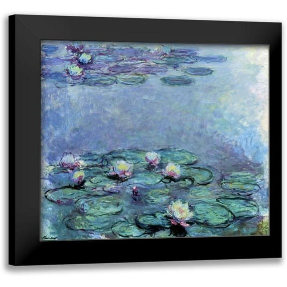 Monet, Claude 13x12 Black Modern Framed Museum Art Print Titled - Water Lilies - Nympheas 1914-1917