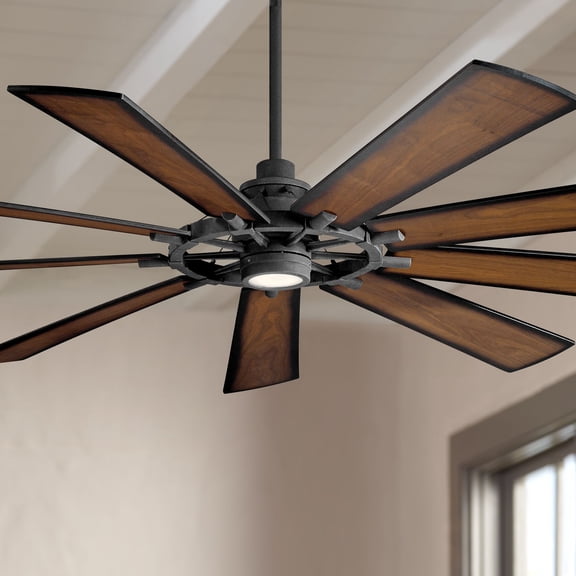 85" Kichler Gentry Distressed Black LED Ceiling Fan